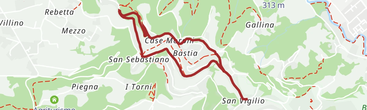 Route map: Da S. Vigilio al Colle Bastia